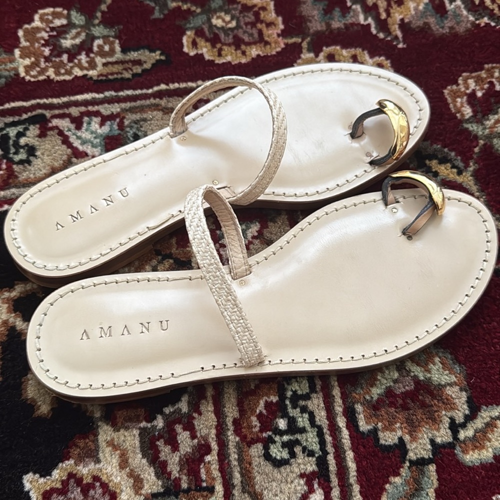 Women's Cream Sandals with Gold Accent